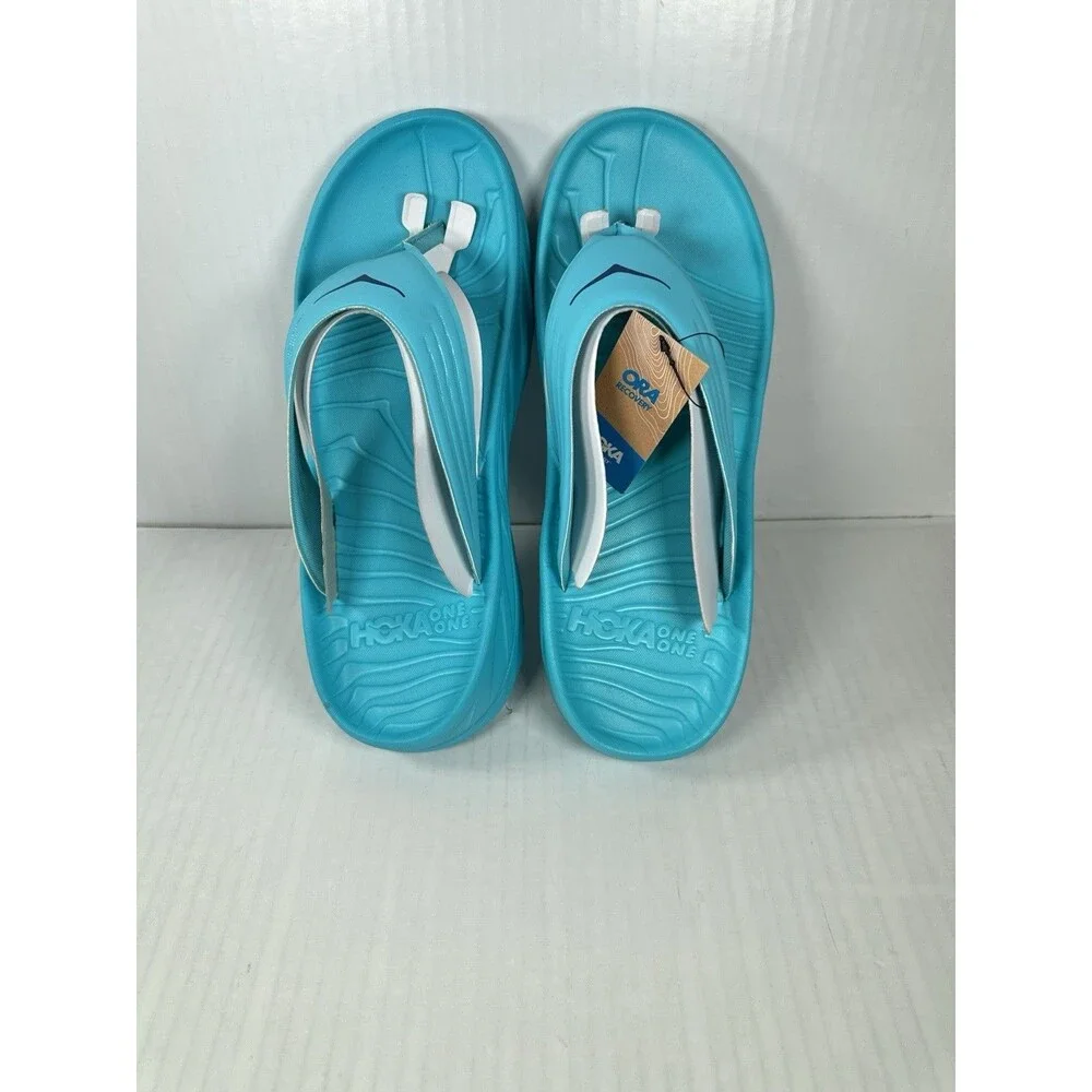 Size 12 Mens Hoka One One Ora Recovery Flip Flop Sandals 1099675 Blue NEW